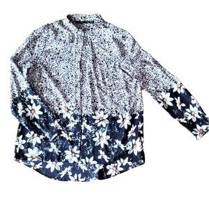 Zara Floral Button Down Tunic blouse, size M